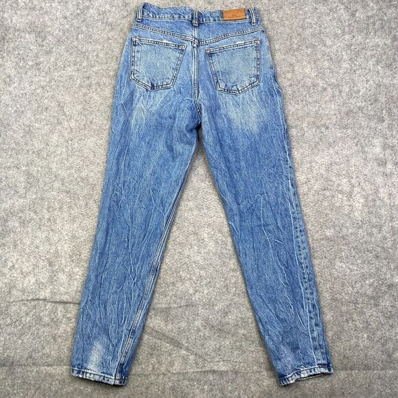 MNG Women Jeans 2 Acid High Rise Distressed Straight Leg Mom Denim - Picture 9 of 9